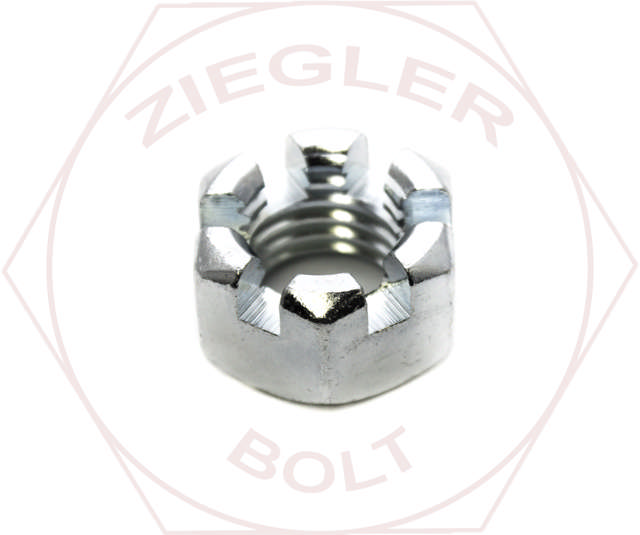 3/8-16 SLOTTED HEX NUT ZINC