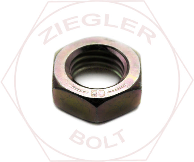 1-1/4-12 HEX FIN JAM NUT FINE THREAD GR 8 Z/YELLOW