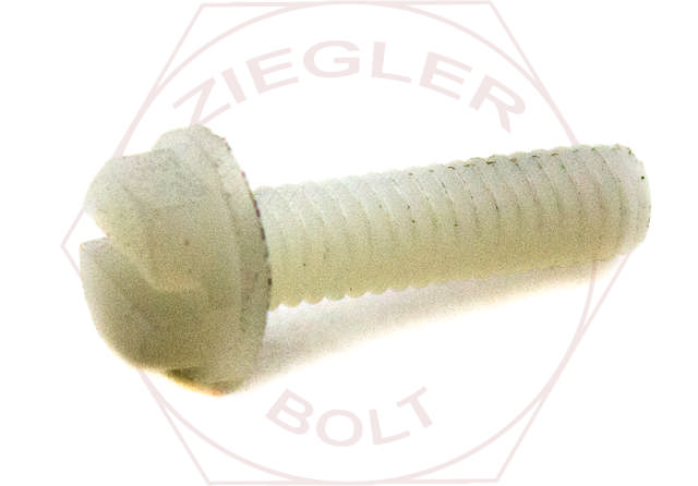 8-32 X 5/8 SLOT HEX WASHER M/S NYLON