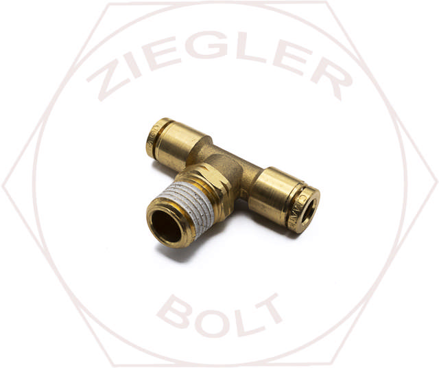 1/4T X 1/4 PUSH-IN MALE BRANCH TEE SWIVEL BRASS