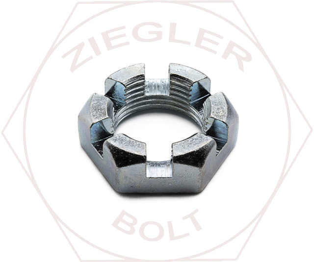  1-1/4-7 SLOTTED HEX JAM NUT ZINC