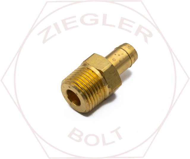 1/2 X 3/8 POLY BARB MALE CONNECTOR BRASS
