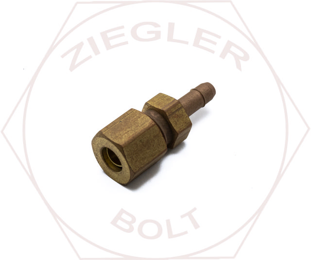 1/4X1/4 POLY BARB COMPRESSION CONNECTOR BRASS