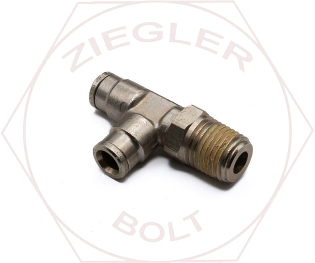 1/4 X 1/4 PUSH-IN MALE RUN TEE SWIVEL BRASS