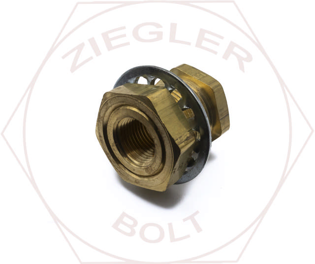 3/8 X 1.31 PIPE THRD BULKHEAD COUPLING BRASS