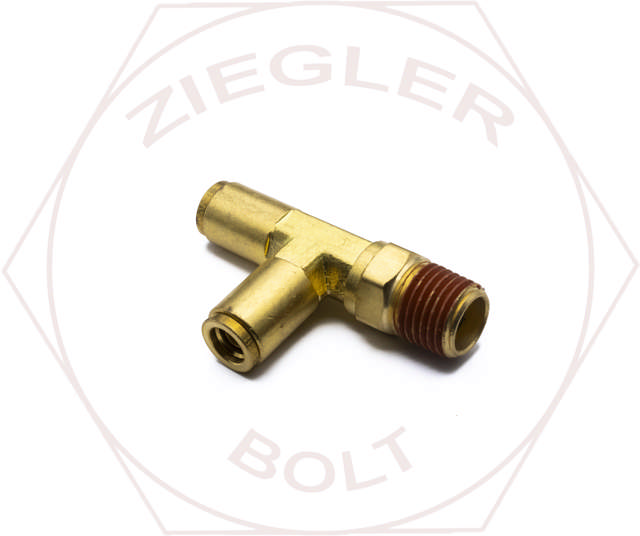 1/4T X 1/4 PUSH-IN MALE RUN TEE SWIVEL BRASS