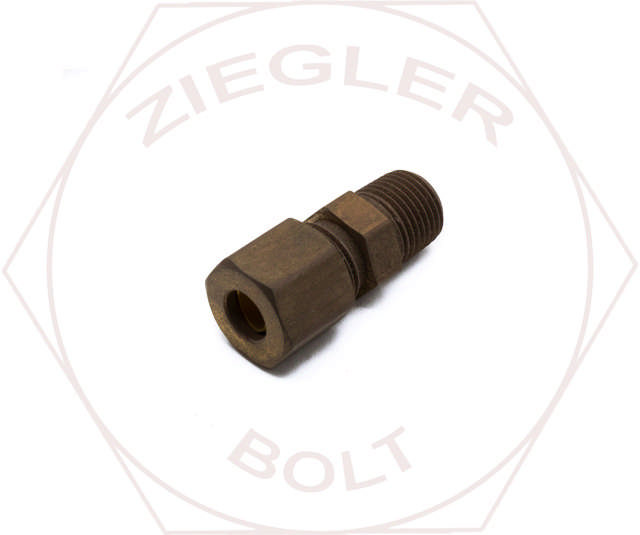 7/16T X 1/4P COMPRESSION MALE CONNECTOR BRASS