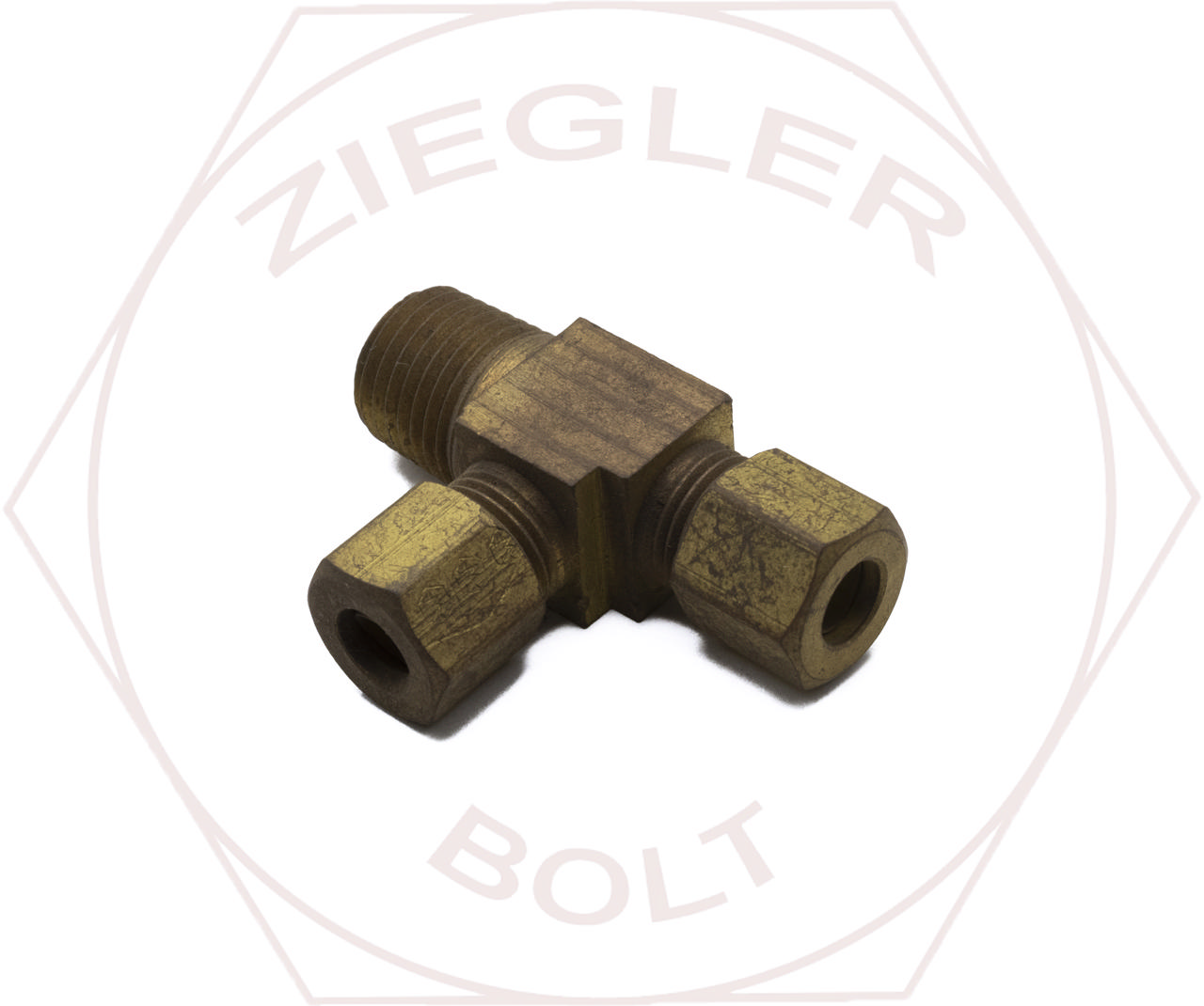 1/4T X 1/4P COMPRESSION MALE RUN TEE BRASS