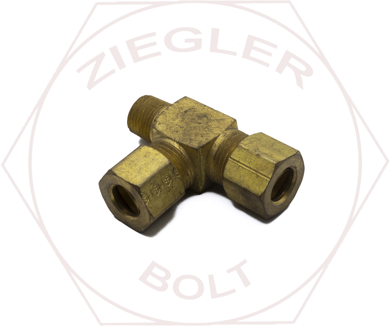 5/16T X 1/8P COMPRESSION MALE RUN TEE BRASS
