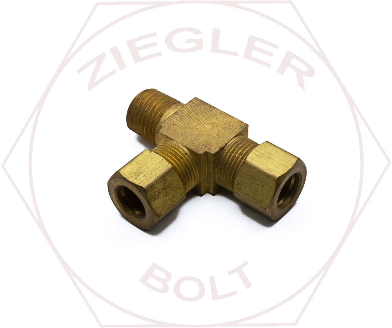 3/8T X 1/4P COMPRESSION MALE RUN TEE BRASS
