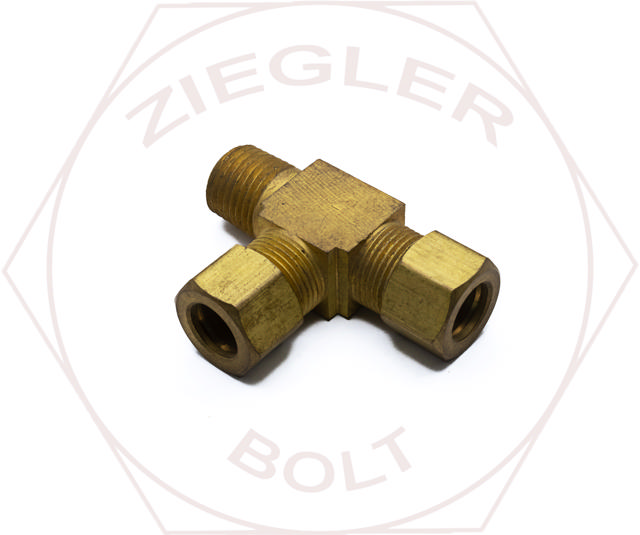 3/8T X 1/4P COMPRESSION MALE RUN TEE BRASS